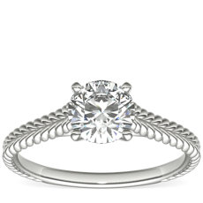 Braided Cathedral Solitaire Engagement Ring in 14k White Gold